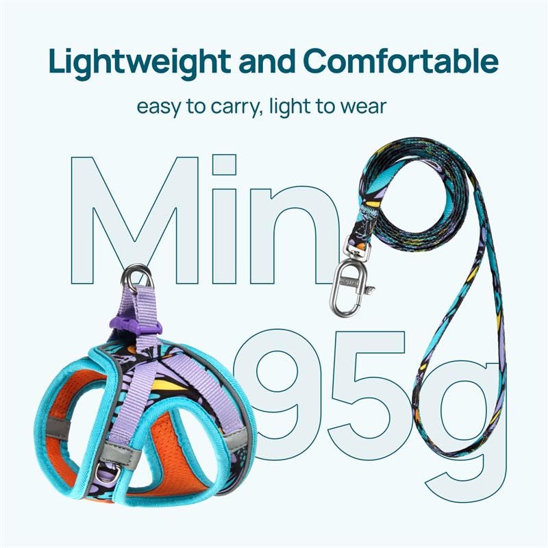 Cat Harness and Leash Set, Step-in Escape Proof Adjustable Vest Harness for Small Medium Large Cats, Lightweight Soft Breathable Reflective Kitten Harness for Walking Travel, Camping(Green, XS)