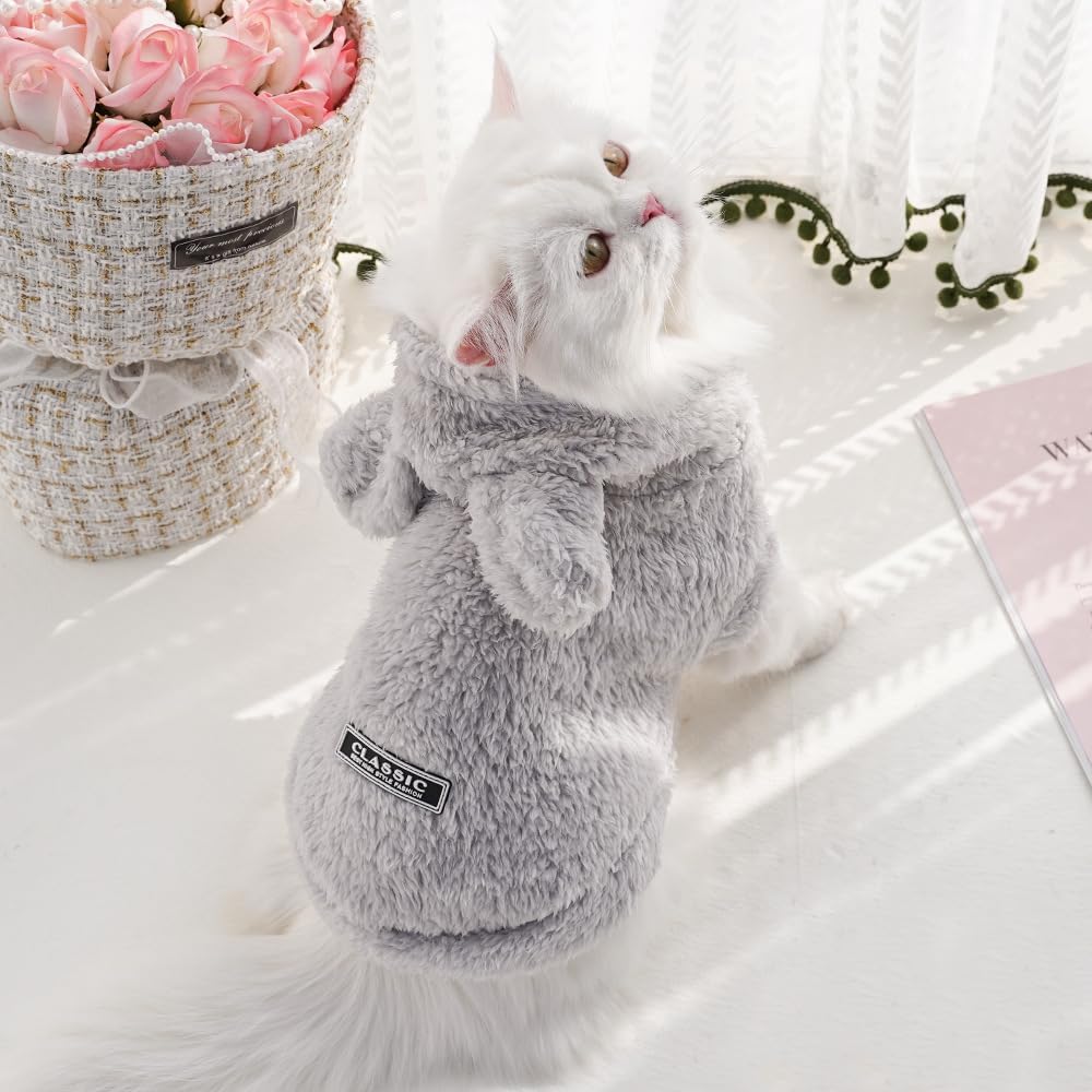 Selena Cat Bunny Ears Costume Cute Dog Kitten Hoodies Sweater Rabbit Ears Puppy Pet Apparel (Small,Pink)
