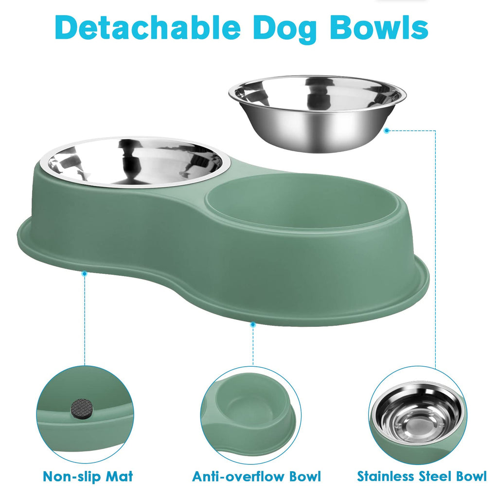 Dog Bowls Double Dog Water and Food Bowl Stainless Steel Bowl with Non-Slip Resin Station, Pet Feeder Bowls for Puppy Medium Dogs Cats