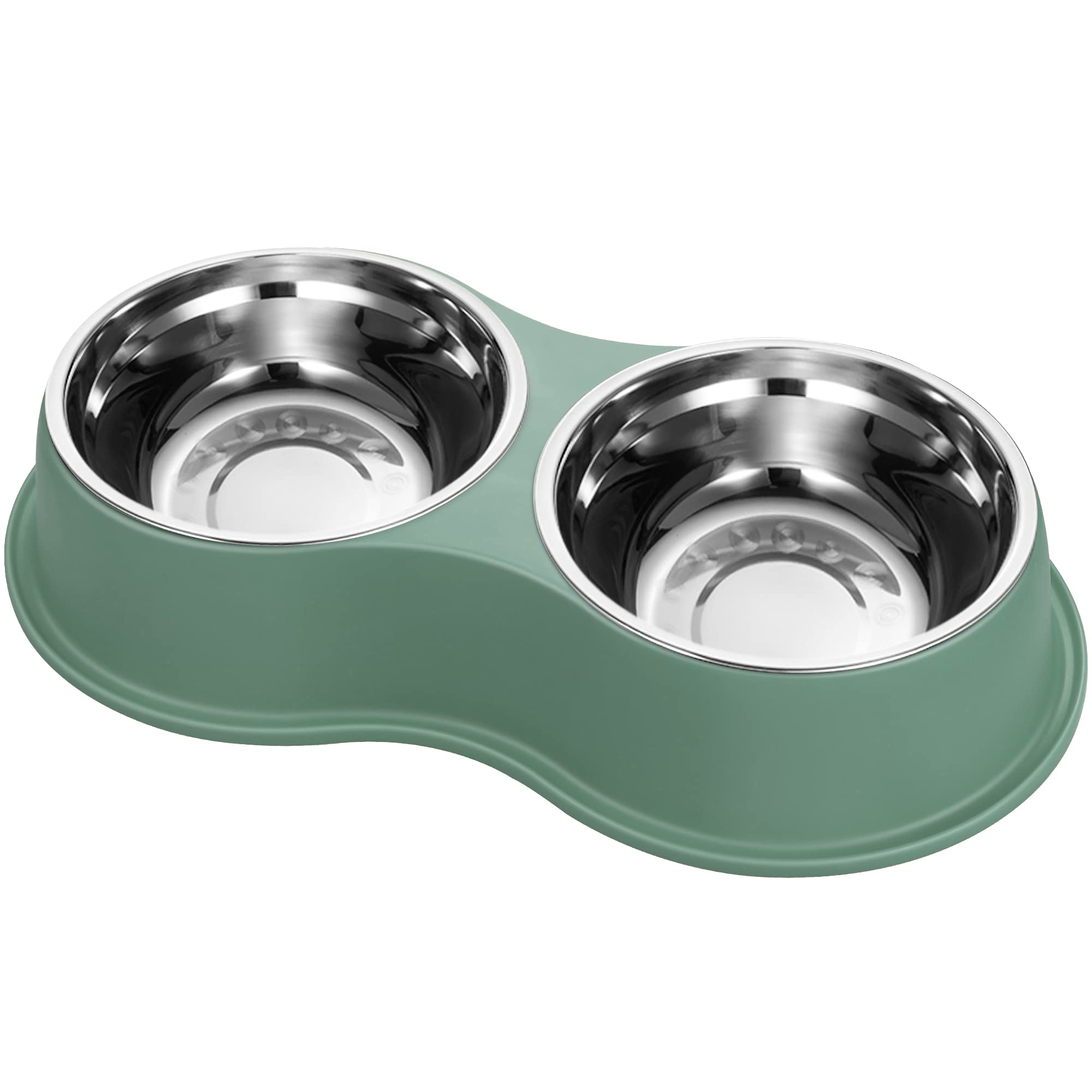 Dog Bowls Double Dog Water and Food Bowl Stainless Steel Bowl with Non-Slip Resin Station, Pet Feeder Bowls for Puppy Medium Dogs Cats