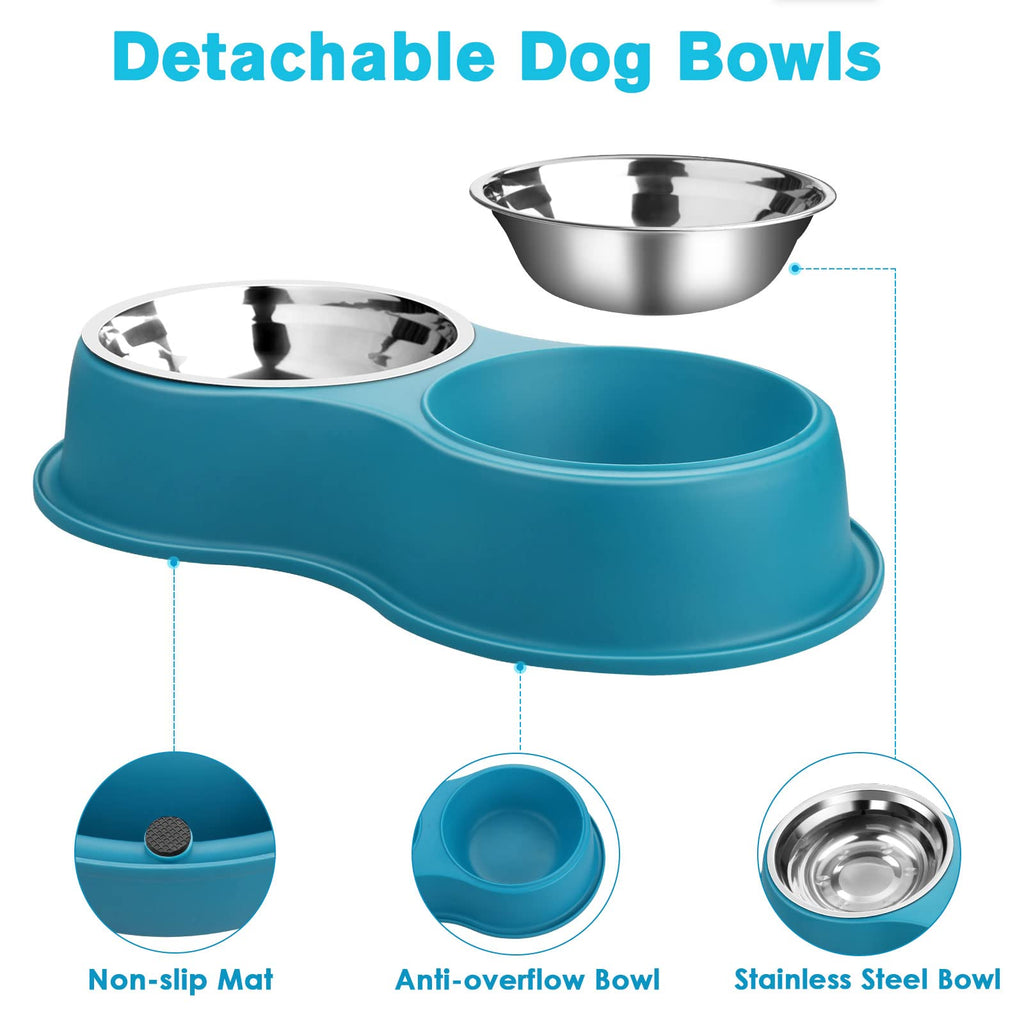 Dog Bowls Double Dog Water and Food Bowl Stainless Steel Bowl with Non-Slip Resin Station, Pet Feeder Bowls for Puppy Medium Dogs Cats