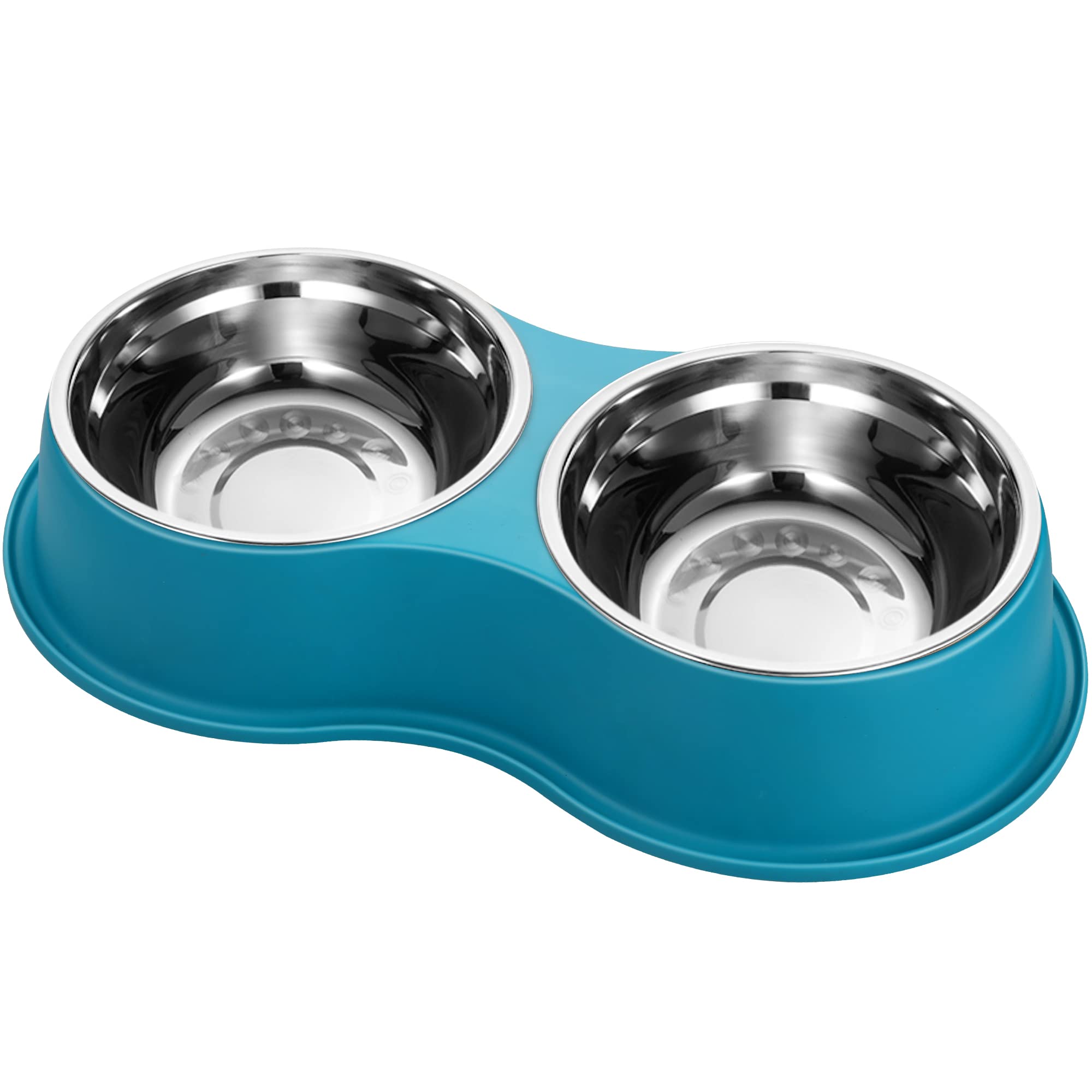Dog Bowls Double Dog Water and Food Bowl Stainless Steel Bowl with Non-Slip Resin Station, Pet Feeder Bowls for Puppy Medium Dogs Cats