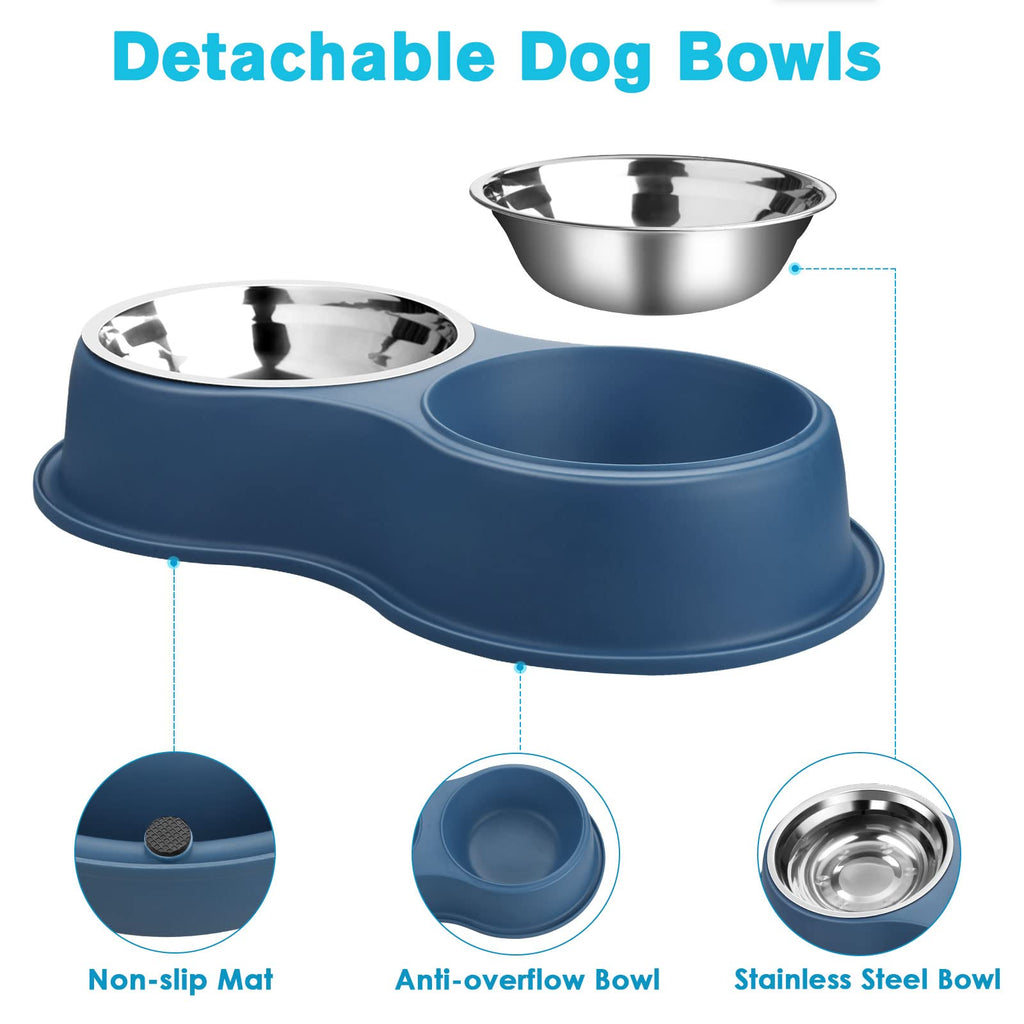 Dog Bowls Double Dog Water and Food Bowl Stainless Steel Bowl with Non-Slip Resin Station, Pet Feeder Bowls for Puppy Medium Dogs Cats
