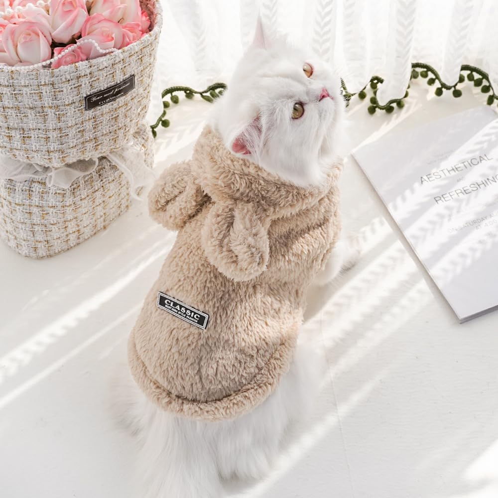 Selena Cat Bunny Ears Costume Cute Dog Kitten Hoodies Sweater Rabbit Ears Puppy Pet Apparel (Small,Pink)