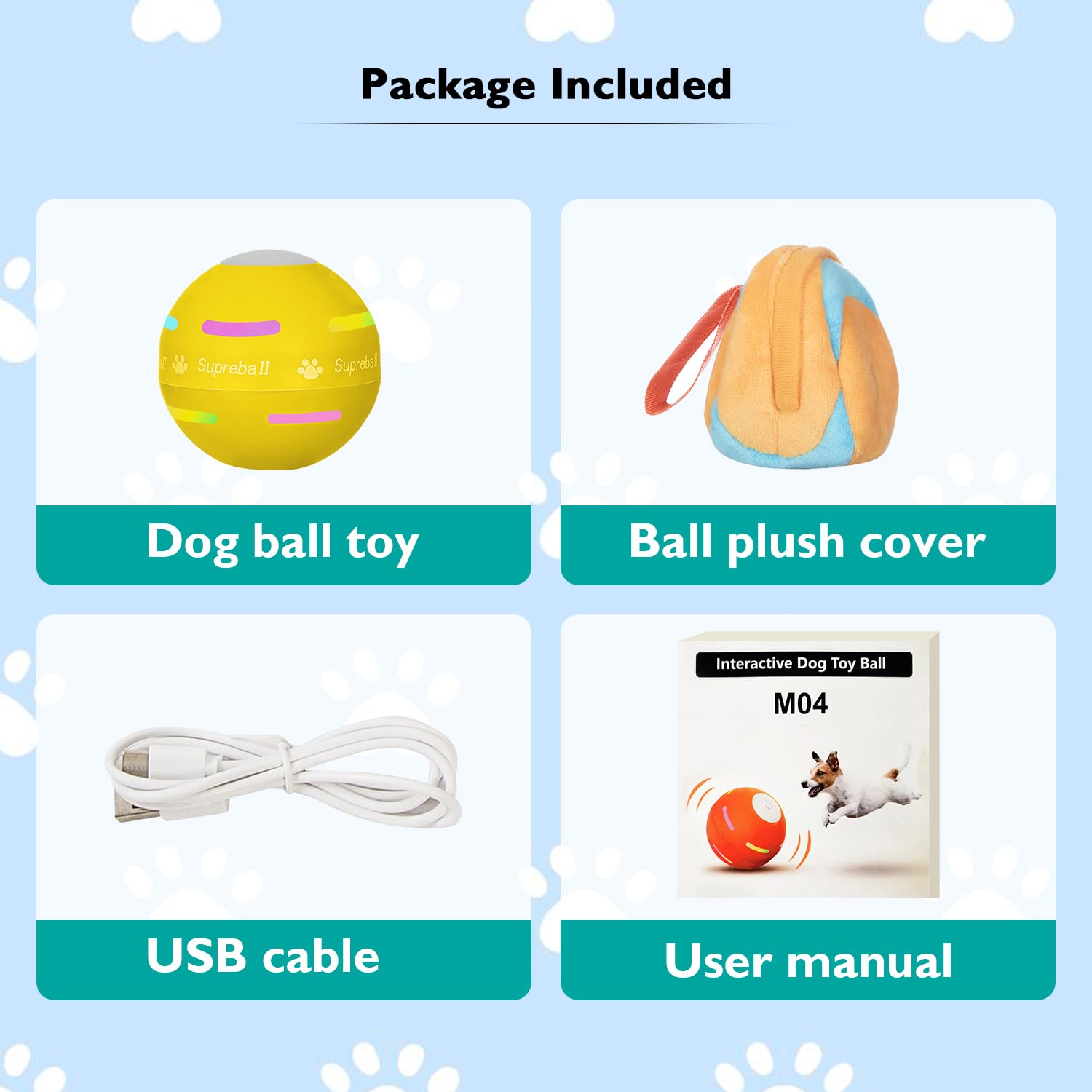 Dog Balls,The 3rd Generation Interactive Toys for Puppy/Small/Medium/Large Dogs,Improved Dog Rolling Effect Tennis Ball with Strap, Tough Motion Activated Automatic Moving Dog Toys (Green)