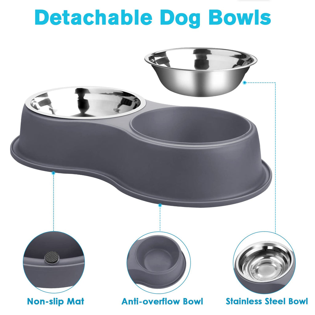 Dog Bowls Double Dog Water and Food Bowl Stainless Steel Bowl with Non-Slip Resin Station, Pet Feeder Bowls for Puppy Medium Dogs Cats