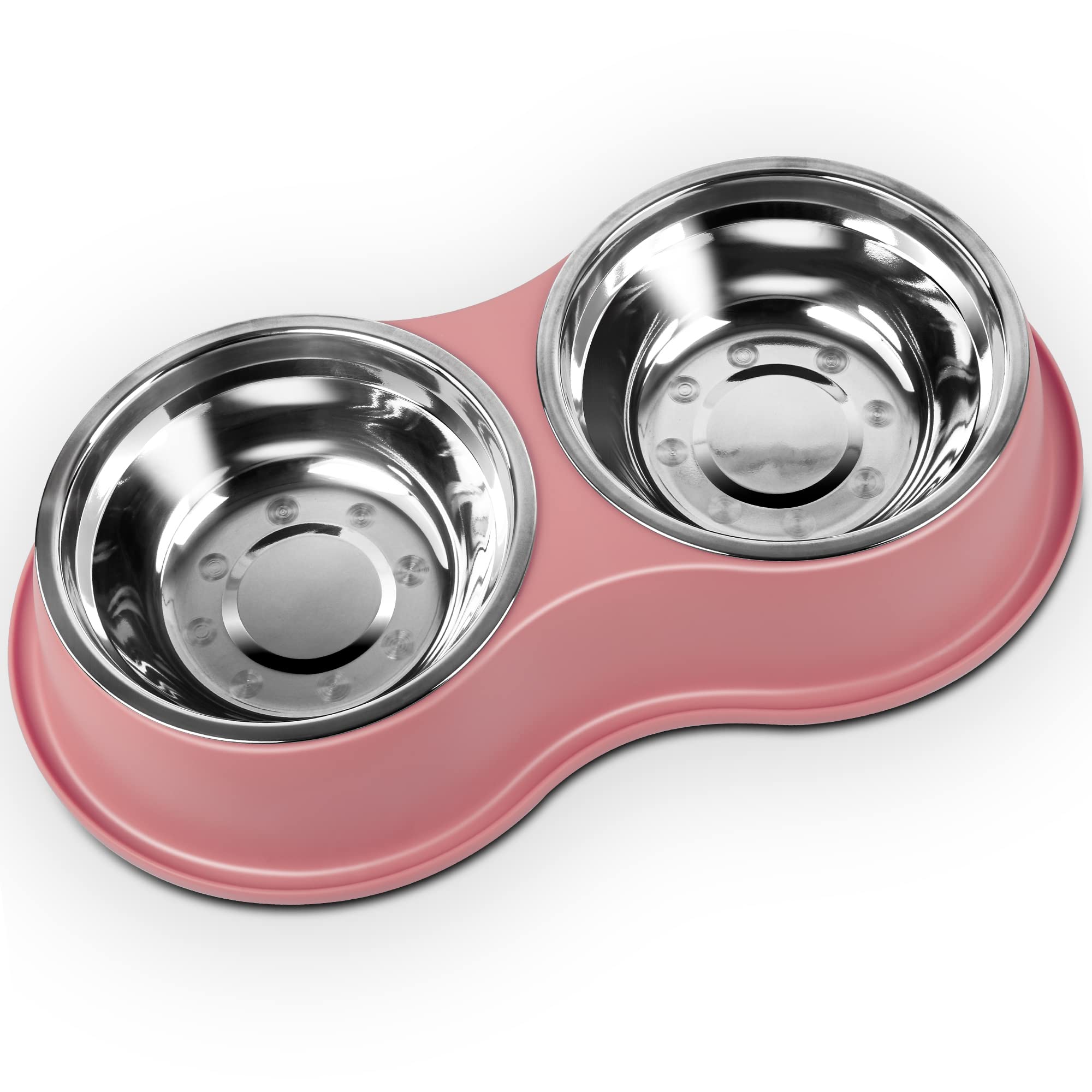 Dog Bowls Double Dog Water and Food Bowl Stainless Steel Bowl with Non-Slip Resin Station, Pet Feeder Bowls for Puppy Medium Dogs Cats