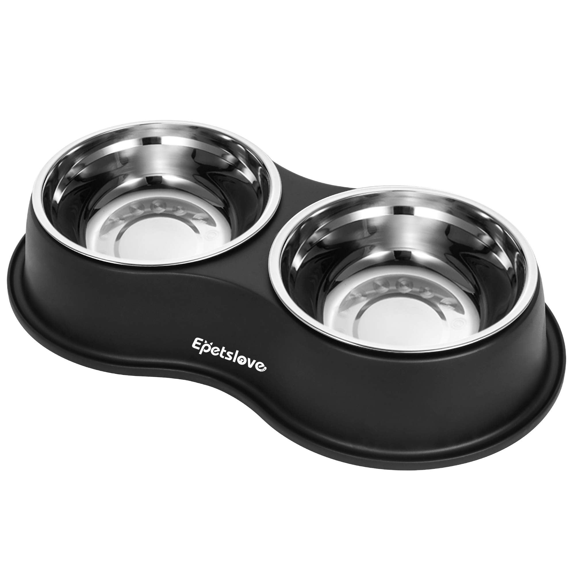 Dog Bowls Double Dog Water and Food Bowl Stainless Steel Bowl with Non-Slip Resin Station, Pet Feeder Bowls for Puppy Medium Dogs Cats
