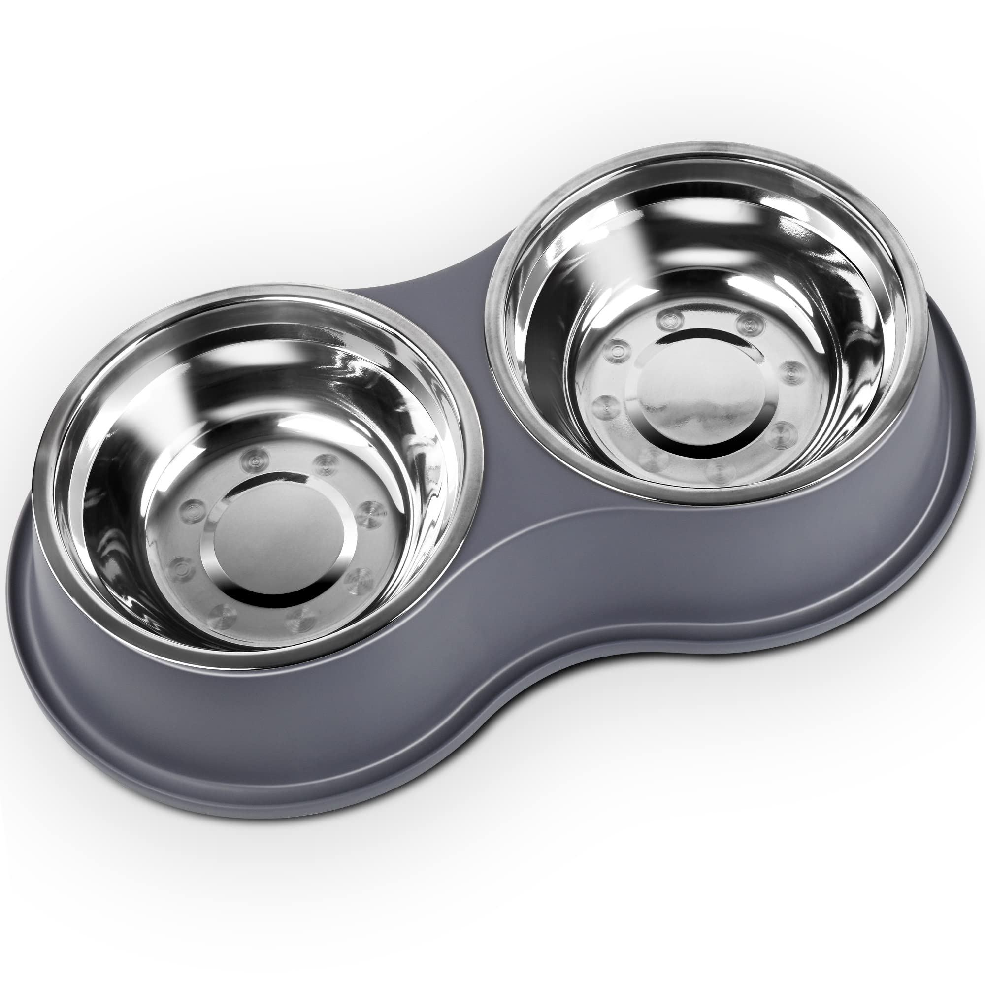 Dog Bowls Double Dog Water and Food Bowl Stainless Steel Bowl with Non-Slip Resin Station, Pet Feeder Bowls for Puppy Medium Dogs Cats