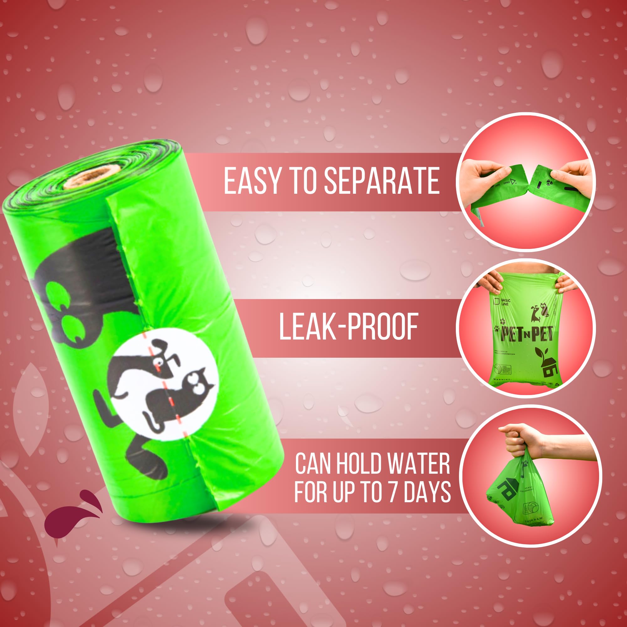 Pet N Pet 270 Counts Green Poop Bags for Dogs, 38% Plant Based & 62% PE Extra Thick Dog Poop Bags Rolls, 9" x 13", Unscented Dog Waste Bag, Pet Supplies for Dogs