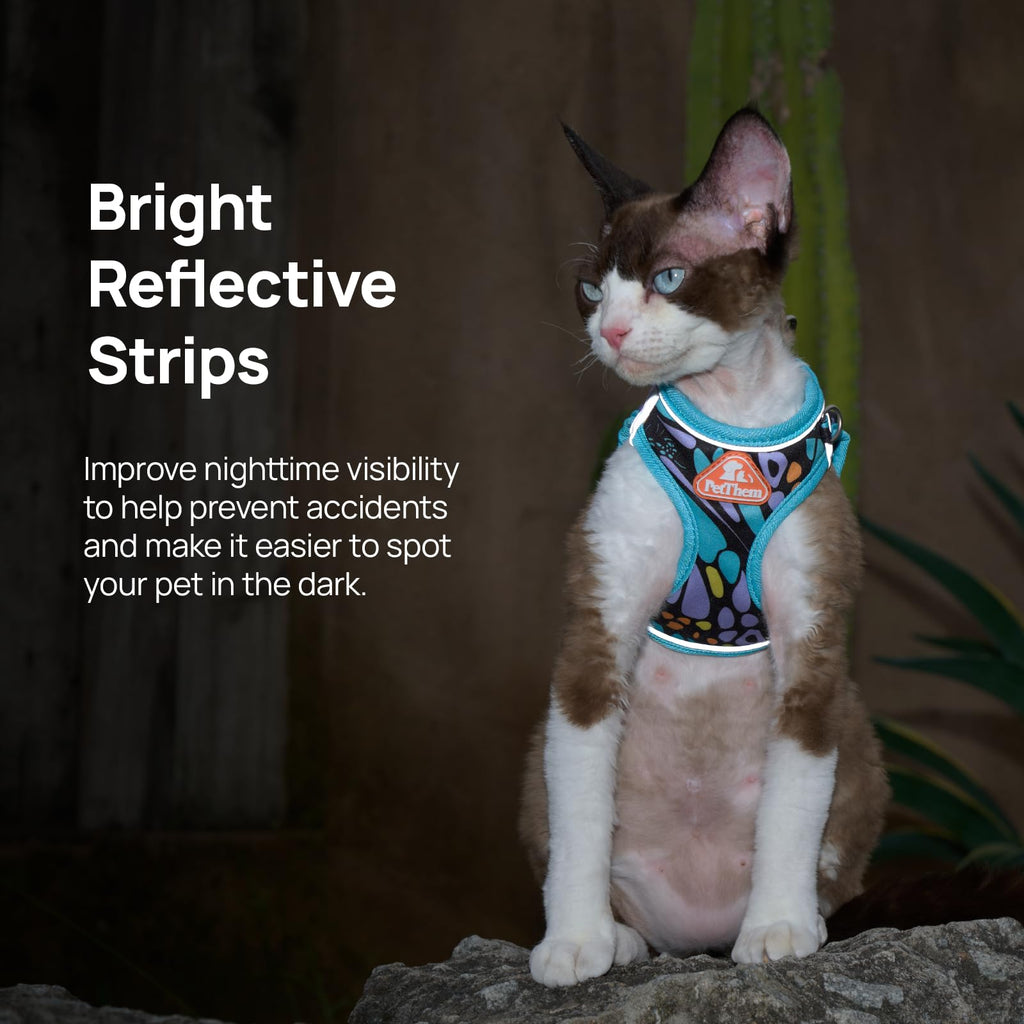 Cat Harness and Leash Set, Step-in Escape Proof Adjustable Vest Harness for Small Medium Large Cats, Lightweight Soft Breathable Reflective Kitten Harness for Walking Travel, Camping(Green, XS)