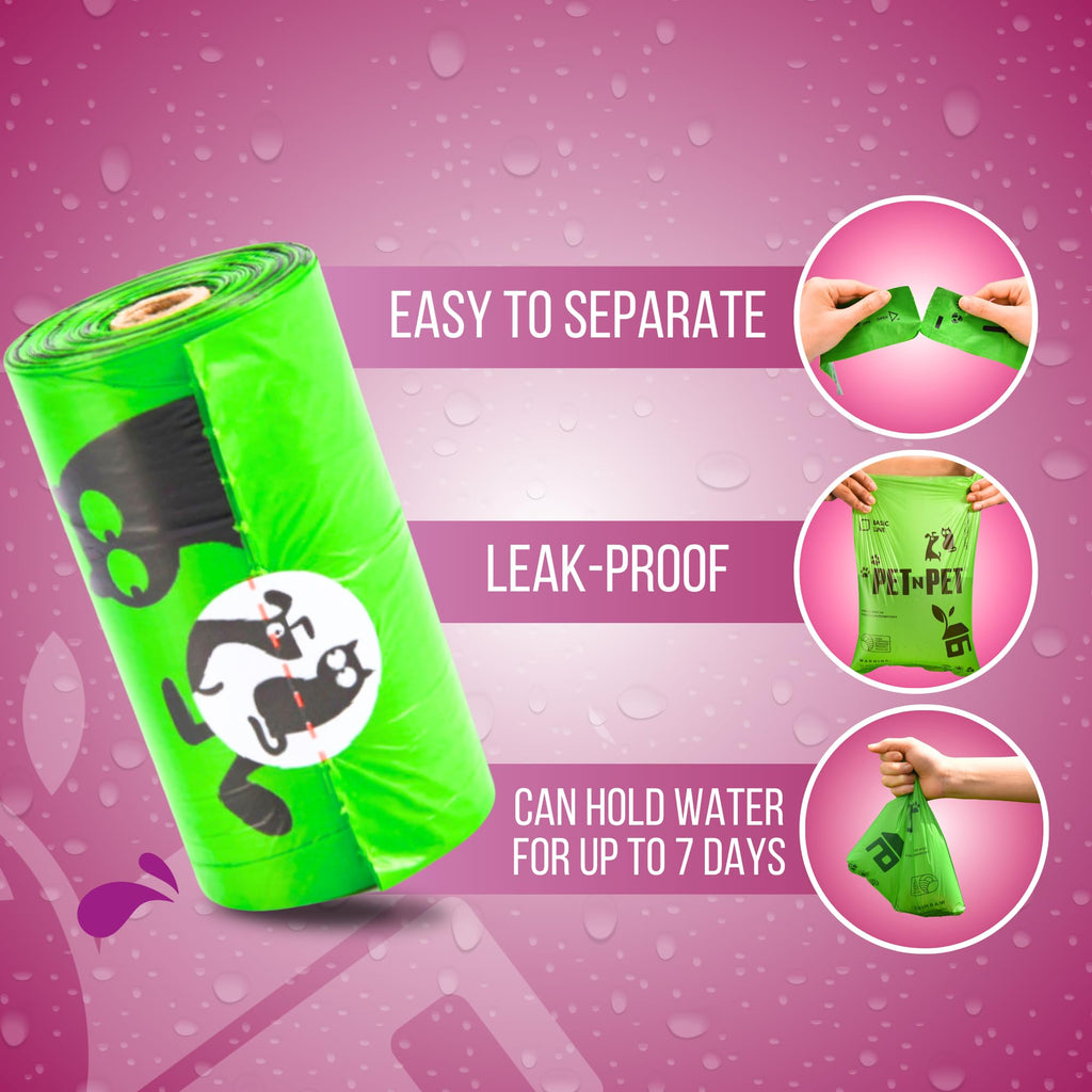 Pet N Pet 270 Counts Green Poop Bags for Dogs, 38% Plant Based & 62% PE Extra Thick Dog Poop Bags Rolls, 9" x 13", Unscented Dog Waste Bag, Pet Supplies for Dogs