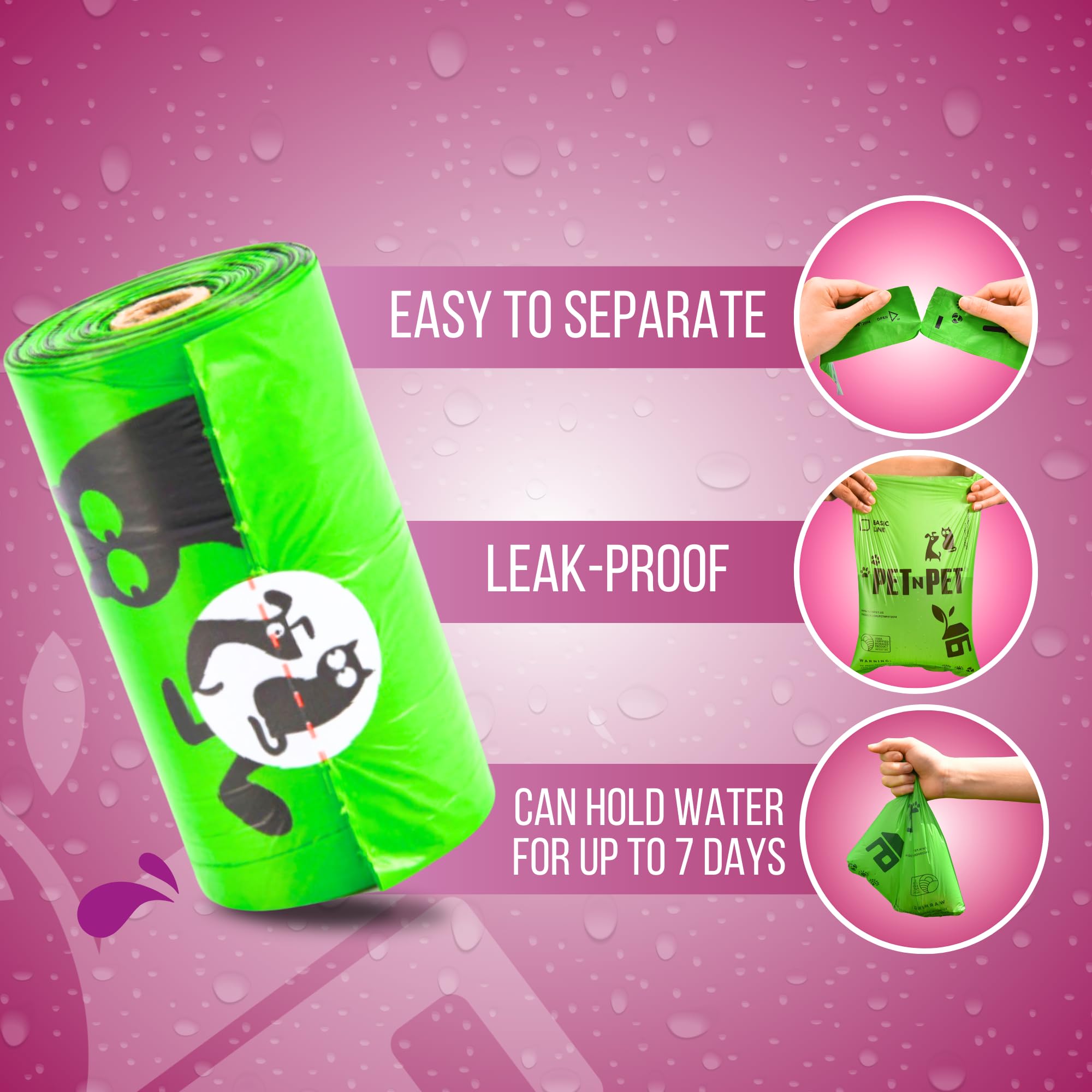 Pet N Pet 270 Counts Green Poop Bags for Dogs, 38% Plant Based & 62% PE Extra Thick Dog Poop Bags Rolls, 9" x 13", Unscented Dog Waste Bag, Pet Supplies for Dogs