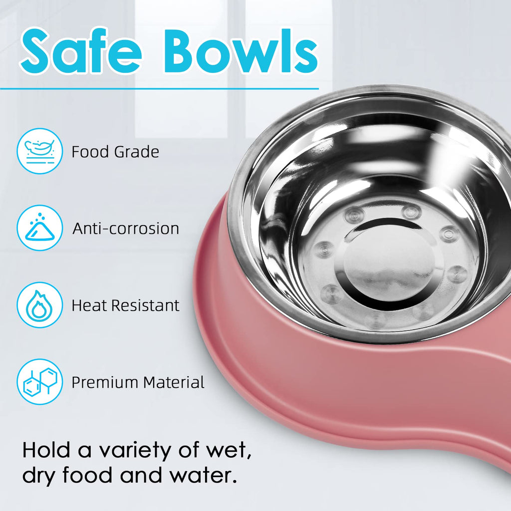 Dog Bowls Double Dog Water and Food Bowl Stainless Steel Bowl with Non-Slip Resin Station, Pet Feeder Bowls for Puppy Medium Dogs Cats