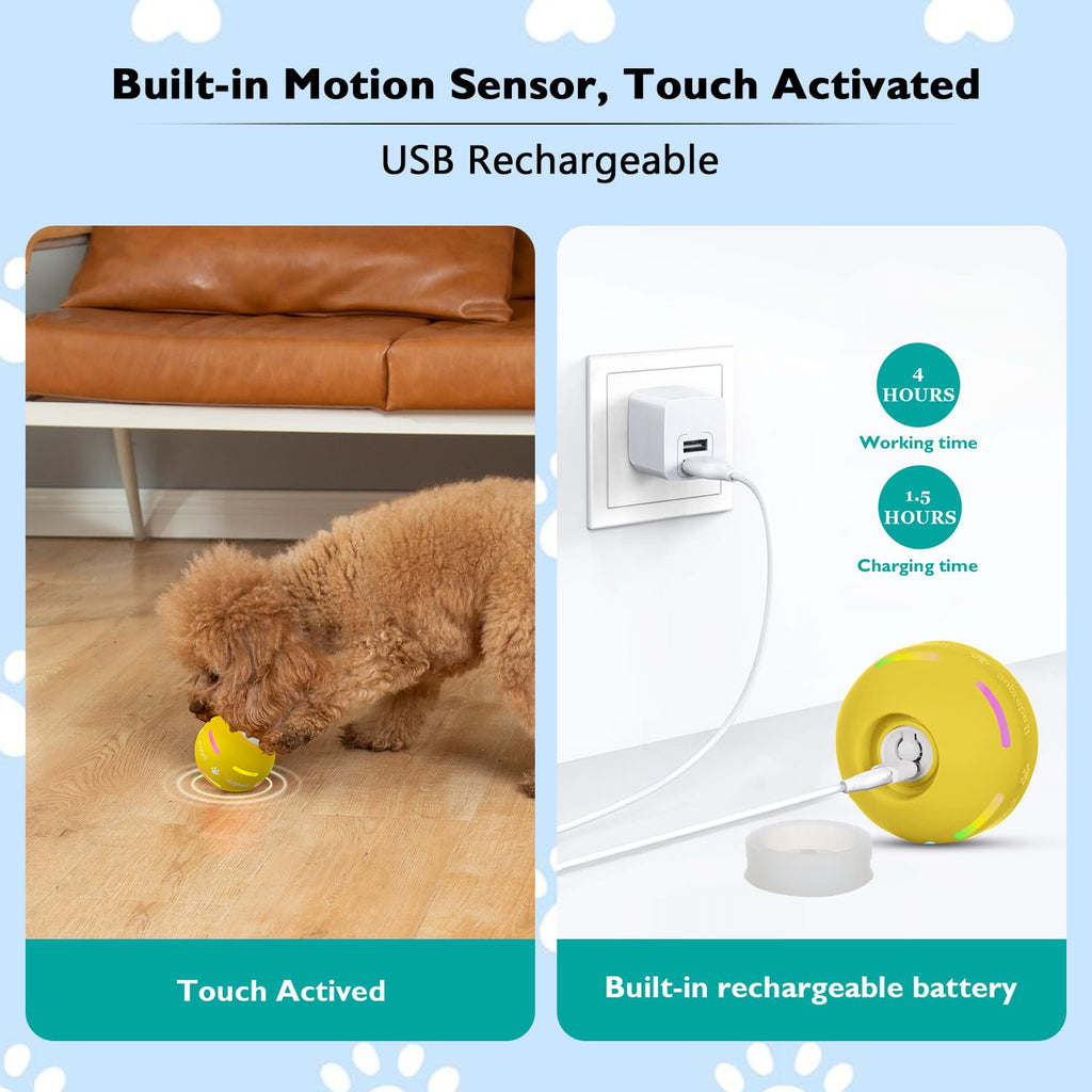 Dog Balls,The 3rd Generation Interactive Toys for Puppy/Small/Medium/Large Dogs,Improved Dog Rolling Effect Tennis Ball with Strap, Tough Motion Activated Automatic Moving Dog Toys (Green)