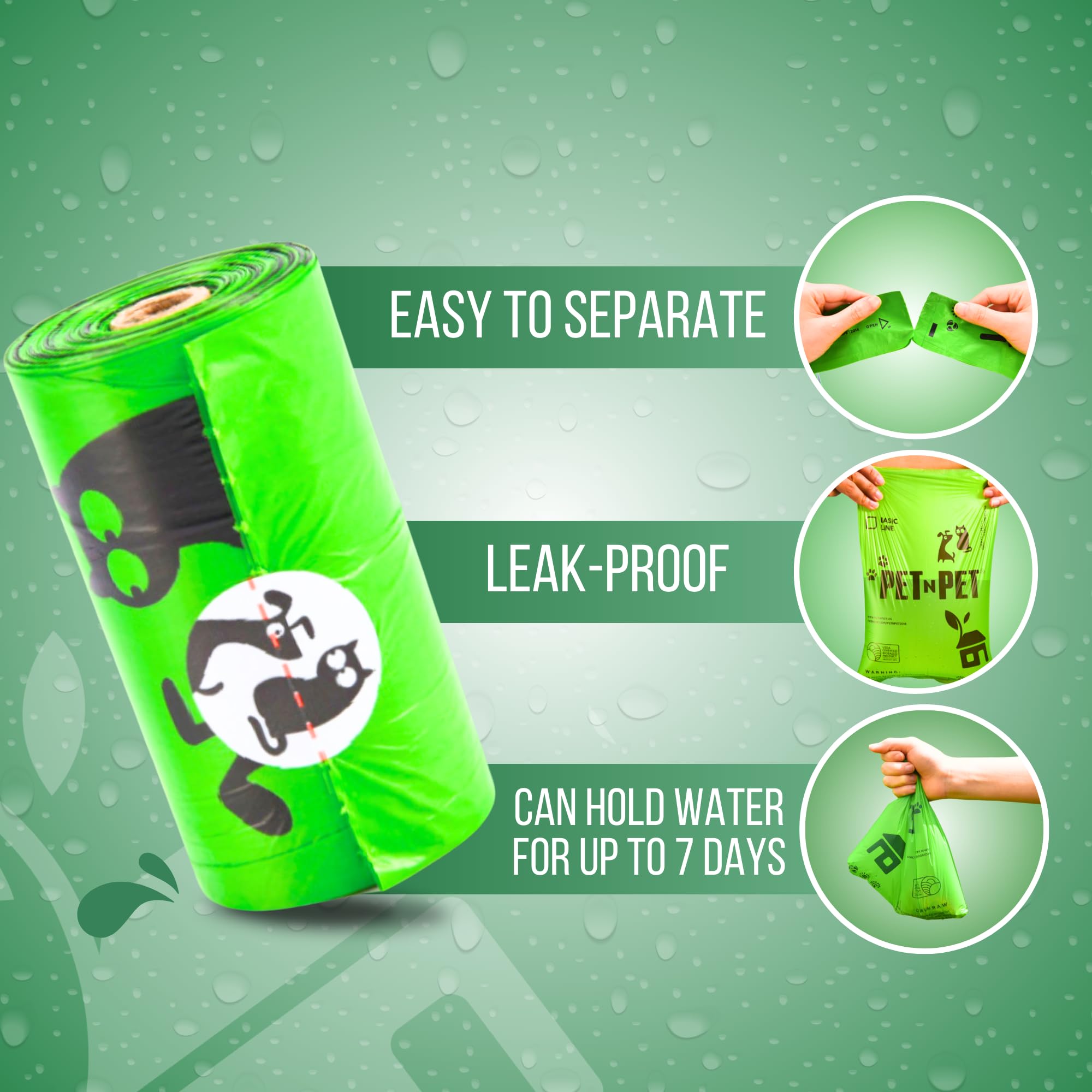 Pet N Pet 270 Counts Green Poop Bags for Dogs, 38% Plant Based & 62% PE Extra Thick Dog Poop Bags Rolls, 9" x 13", Unscented Dog Waste Bag, Pet Supplies for Dogs
