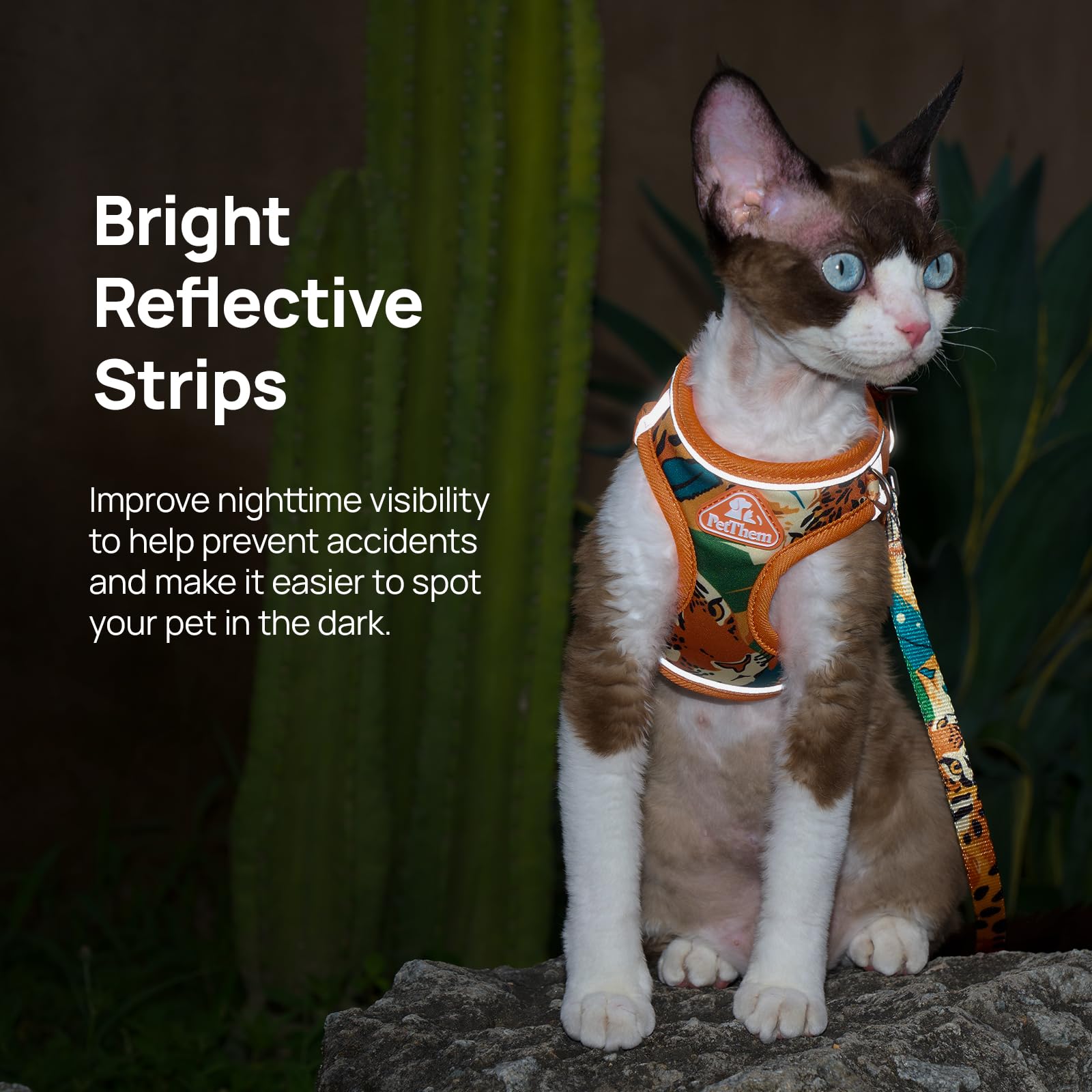 Cat Harness and Leash Set, Step-in Escape Proof Adjustable Vest Harness for Small Medium Large Cats, Lightweight Soft Breathable Reflective Kitten Harness for Walking Travel, Camping(Green, XS)