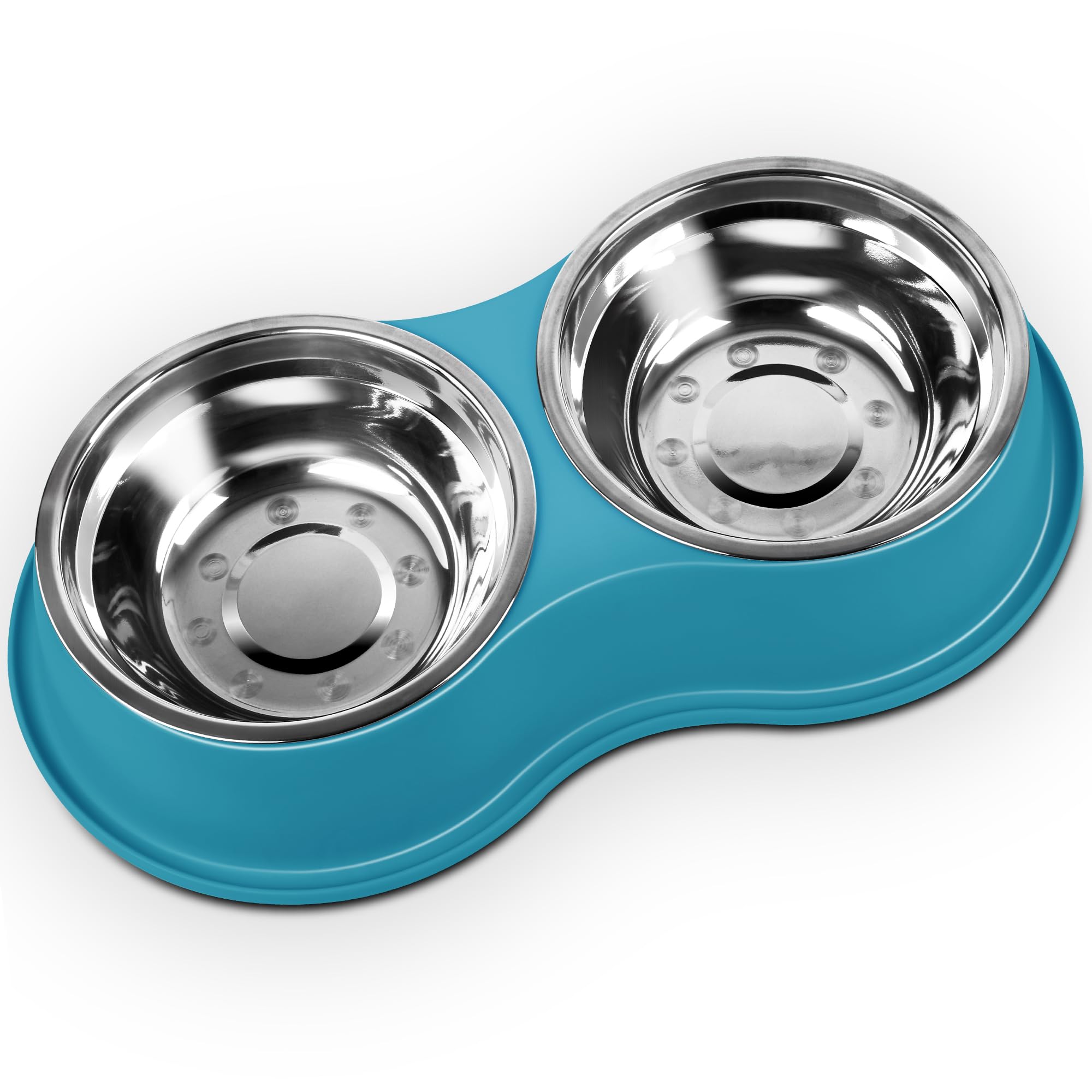 Dog Bowls Double Dog Water and Food Bowl Stainless Steel Bowl with Non-Slip Resin Station, Pet Feeder Bowls for Puppy Medium Dogs Cats