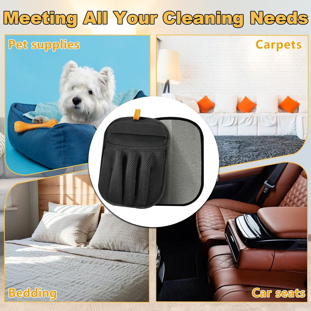 KUNAL 3 Pack Pet Hair Removal Glove,Electrostatic Pet Hair Removal Gloves,Five-Finger Grooming Tool,Reusable Fur Remover Glove for Pet Hair, Clothing, Couch, Furniture, Carpet, Car Seat