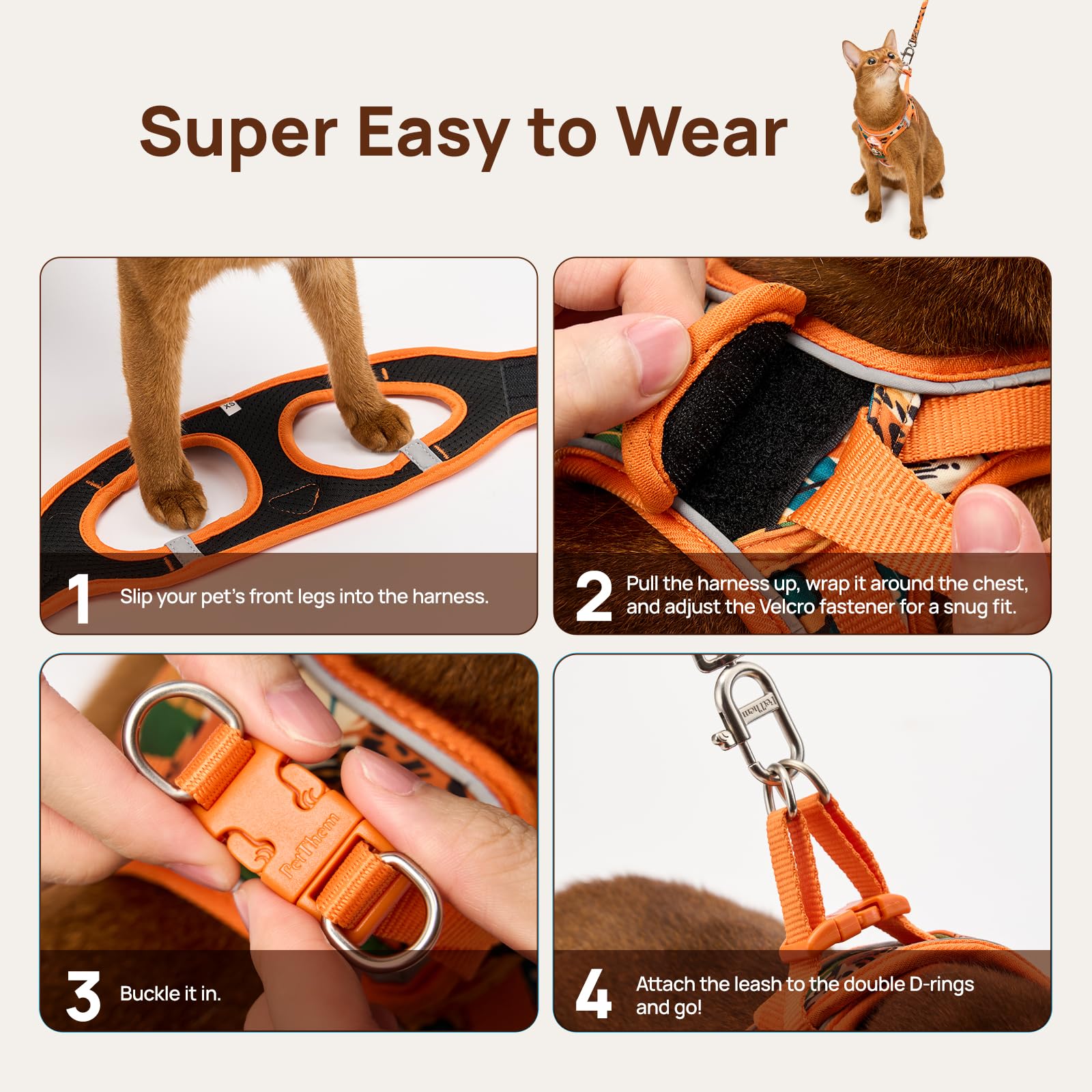 Cat Harness and Leash Set, Step-in Escape Proof Adjustable Vest Harness for Small Medium Large Cats, Lightweight Soft Breathable Reflective Kitten Harness for Walking Travel, Camping(Green, XS)