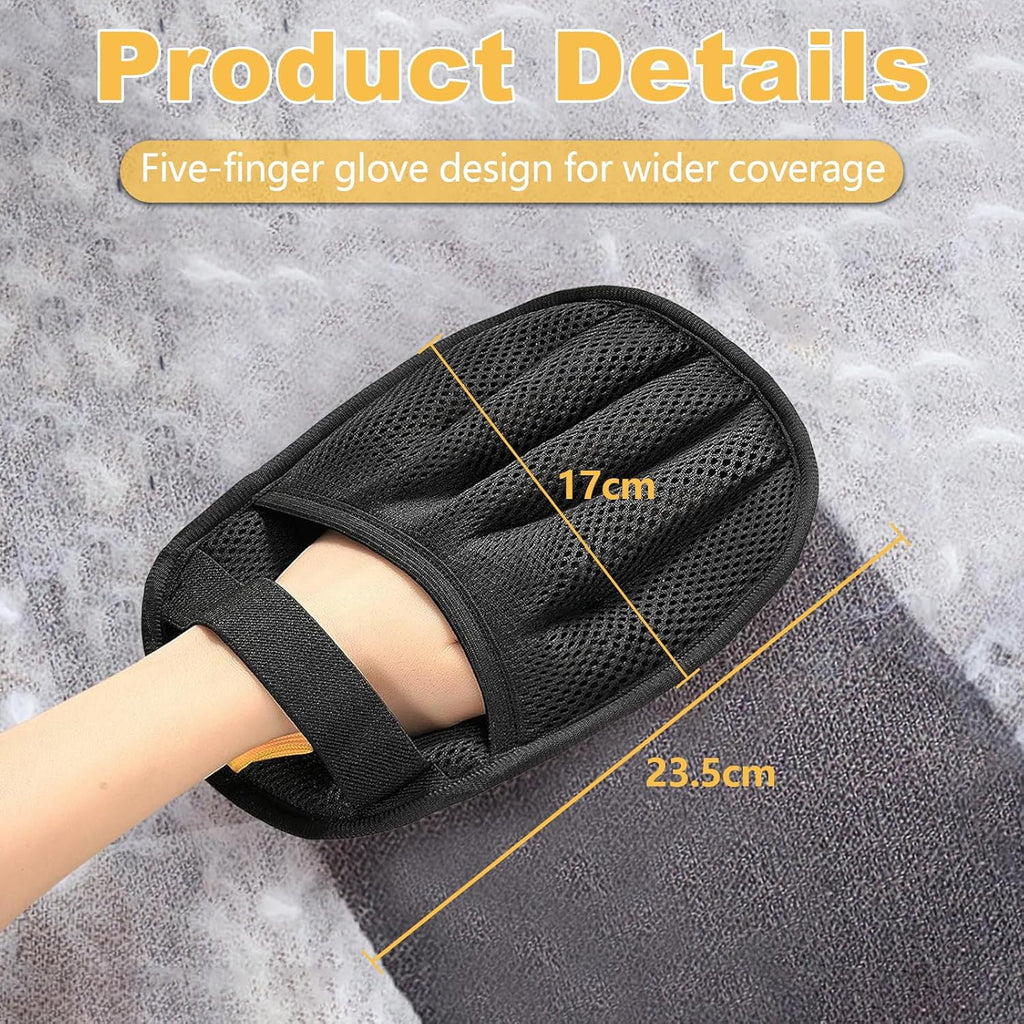 KUNAL 3 Pack Pet Hair Removal Glove,Electrostatic Pet Hair Removal Gloves,Five-Finger Grooming Tool,Reusable Fur Remover Glove for Pet Hair, Clothing, Couch, Furniture, Carpet, Car Seat