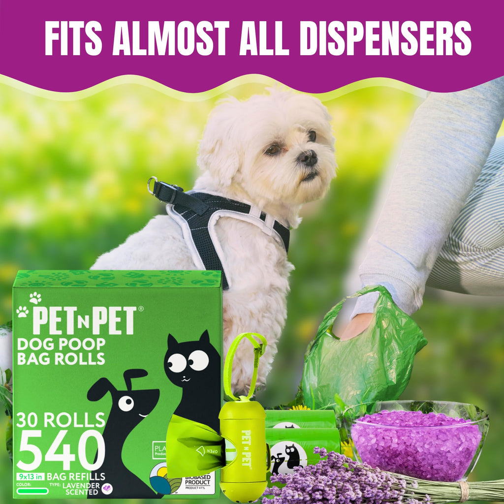 Pet N Pet 270 Counts Green Poop Bags for Dogs, 38% Plant Based & 62% PE Extra Thick Dog Poop Bags Rolls, 9" x 13", Unscented Dog Waste Bag, Pet Supplies for Dogs