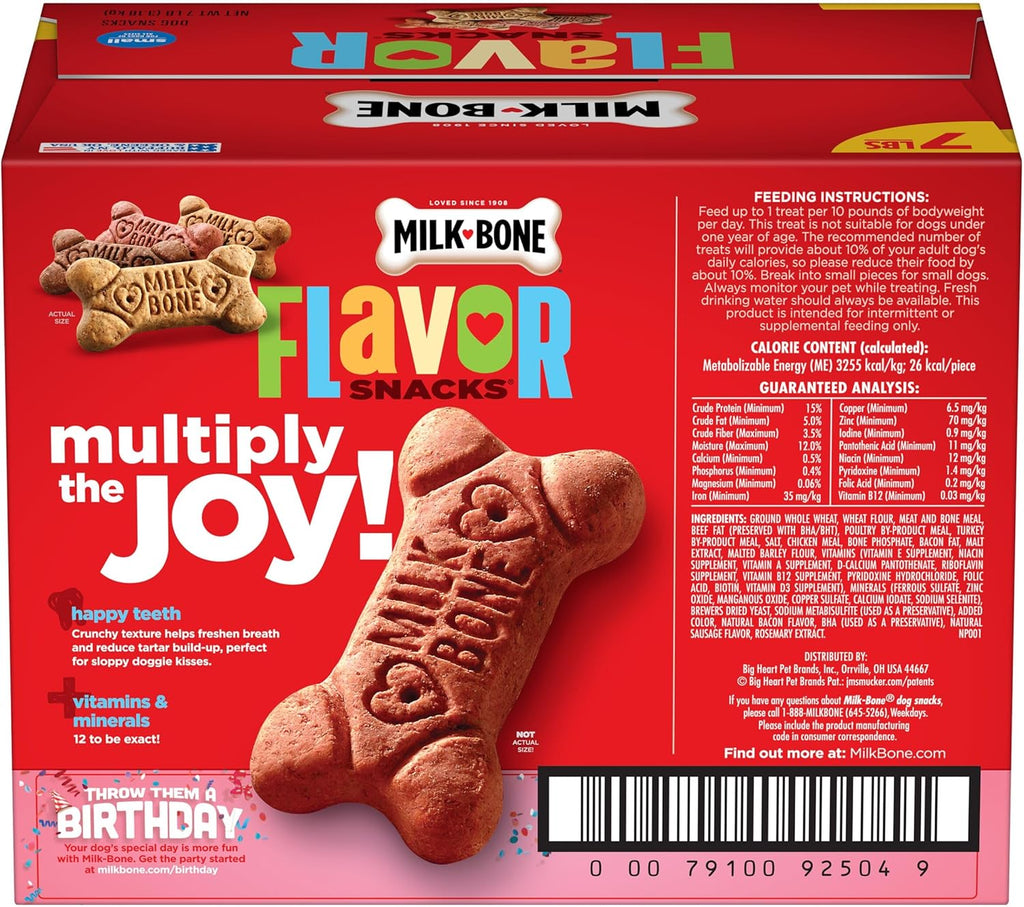 Milk-Bone Flavor Snacks Small Dog Biscuits, Flavored Crunchy Dog Treats, 7 Pound Box