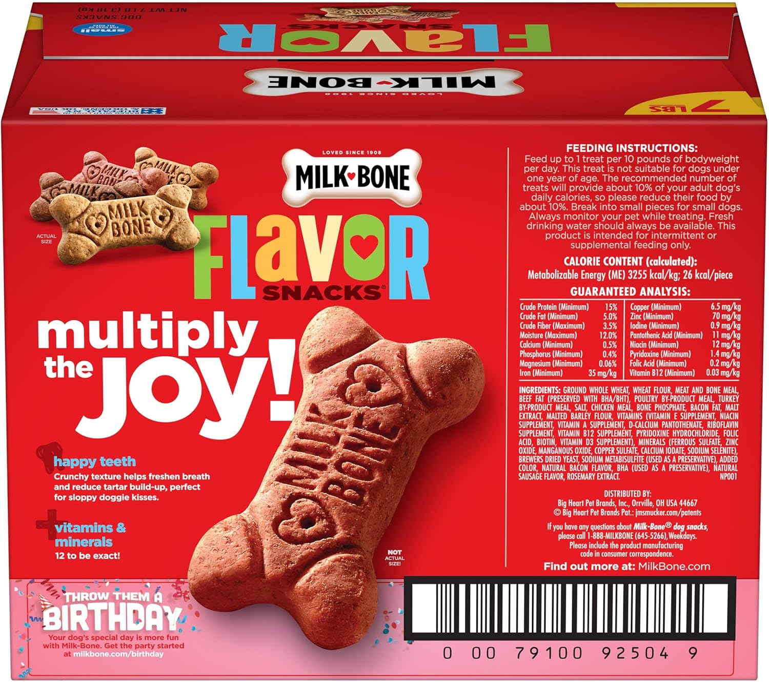 Milk-Bone Flavor Snacks Small Dog Biscuits, Flavored Crunchy Dog Treats, 7 Pound Box